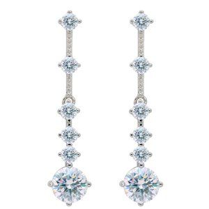 Certified 3ct. t.w. Moissanite Diamond Drop Linear Long Earrings NEW